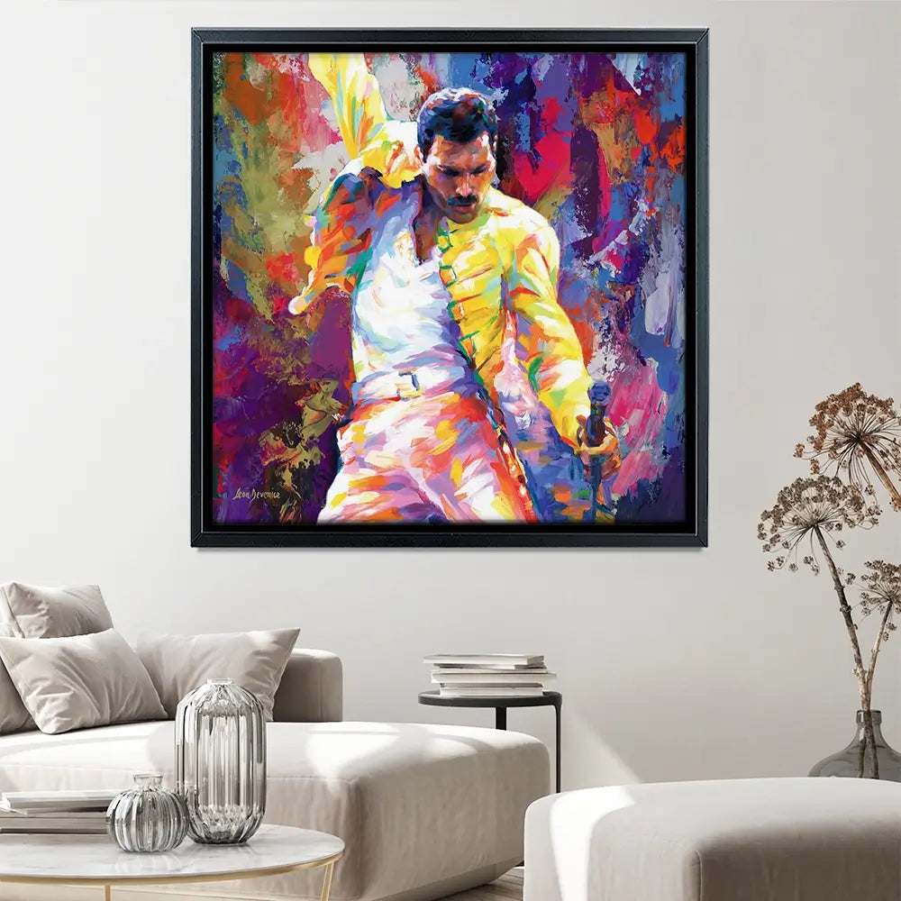 Colourful Freddie Mercury Square Canvas Print Colourful Freddie Mercury Square Canvas Print wall art product Leon Devenice