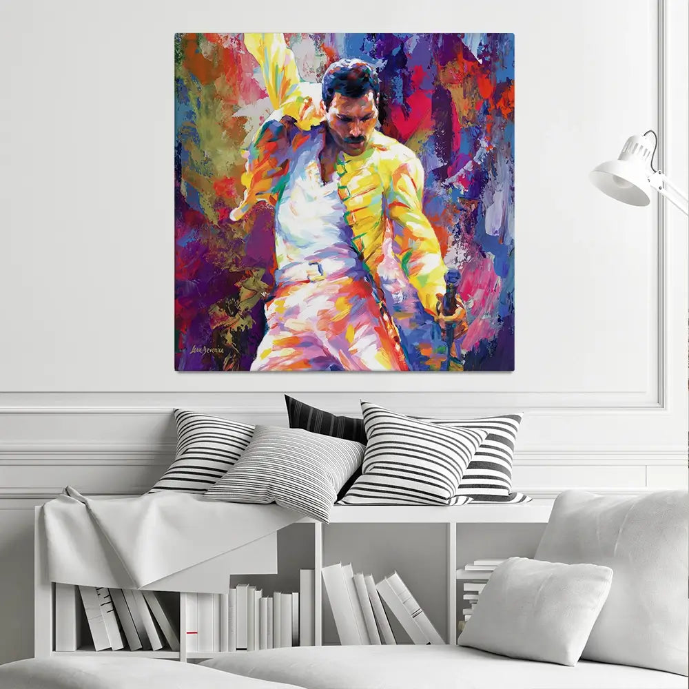 Colourful Freddie Mercury Square Canvas Print Colourful Freddie Mercury Square Canvas Print wall art product Leon Devenice
