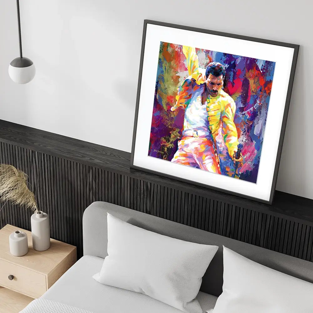 Colourful Freddie Mercury Square Framed Art Print Colourful Freddie Mercury Square Framed Art Print wall art product Leon Devenice