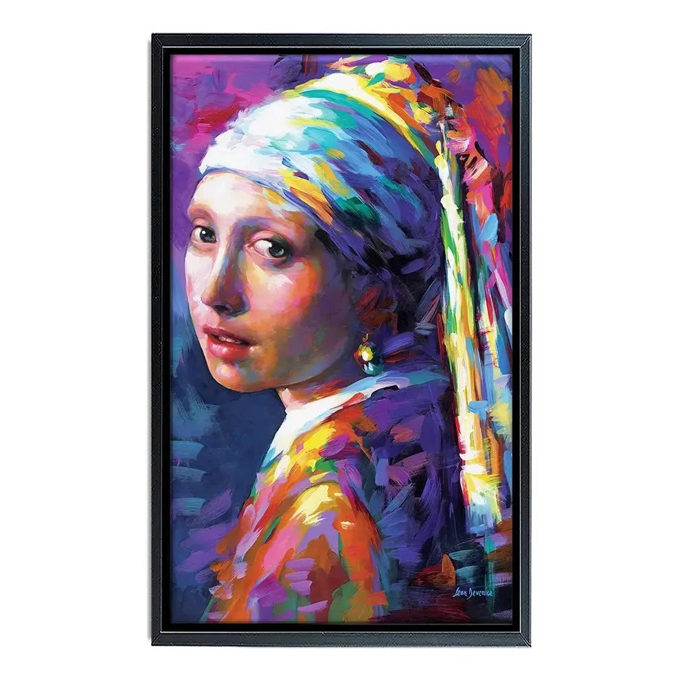 Colourful Girl With A Pearl Earring Canvas Print Colourful Girl With A Pearl Earring Canvas Print wall art product Leon Devenice