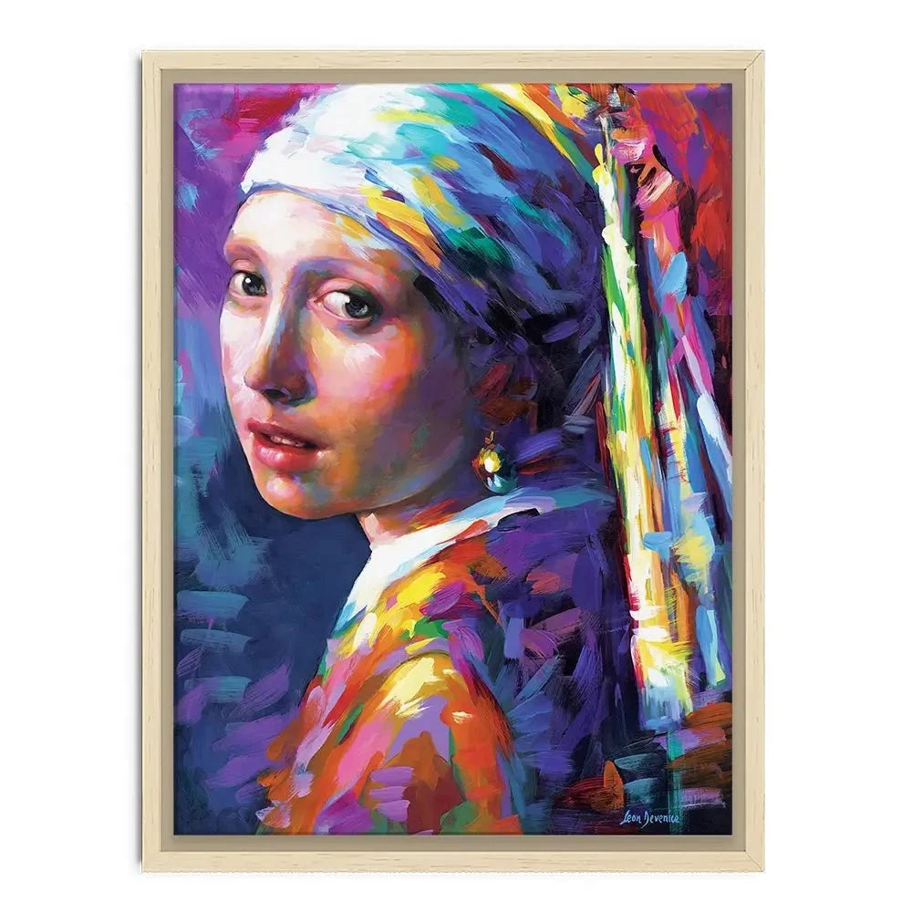 Colourful Girl With A Pearl Earring Canvas Print Colourful Girl With A Pearl Earring Canvas Print wall art product Leon Devenice