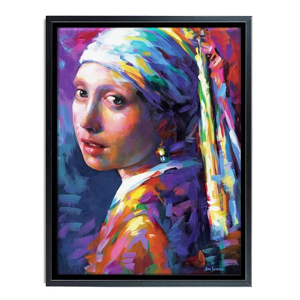 Colourful Girl With A Pearl Earring Canvas Print Colourful Girl With A Pearl Earring Canvas Print wall art product Leon Devenice