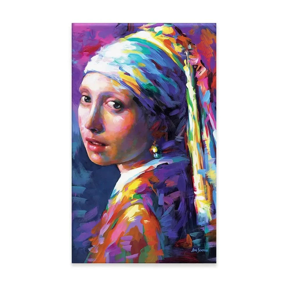 Colourful Girl With A Pearl Earring Canvas Print Colourful Girl With A Pearl Earring Canvas Print wall art product Leon Devenice