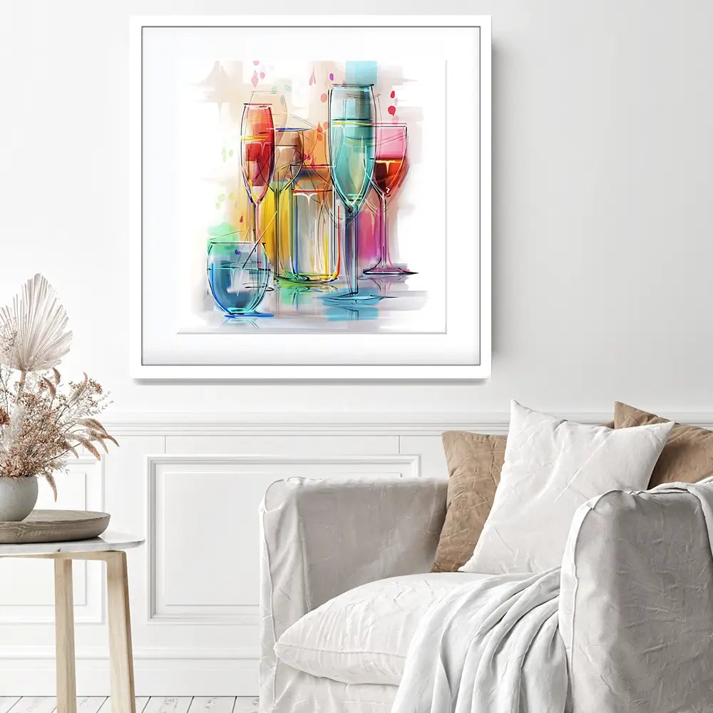 Colourful Glasses Square Framed Art Print Colourful Glasses Square Framed Art Print wall art product Teni / Shutterstock