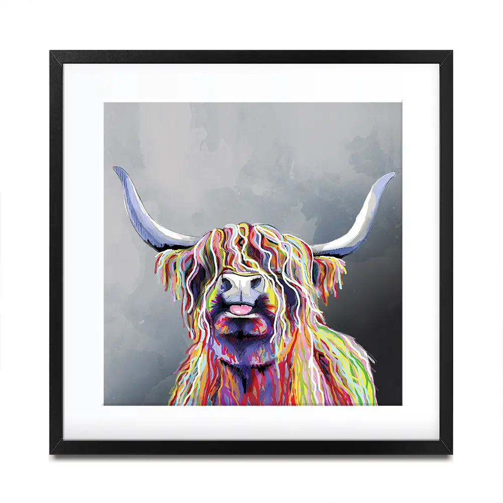 Colourful Highland Coo Square Framed Art Print Colourful Highland Coo Square Framed Art Print wall art product Independent
