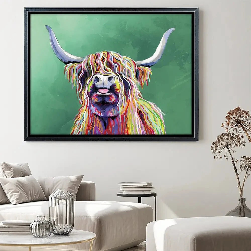 Colourful Highland Cow Canvas Print Colourful Highland Cow Canvas Print wall art product Independent