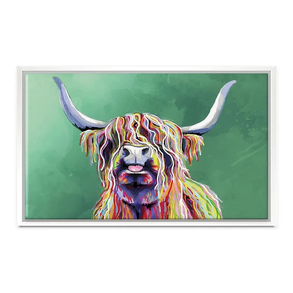 Colourful Highland Cow Canvas Print Colourful Highland Cow Canvas Print wall art product Independent
