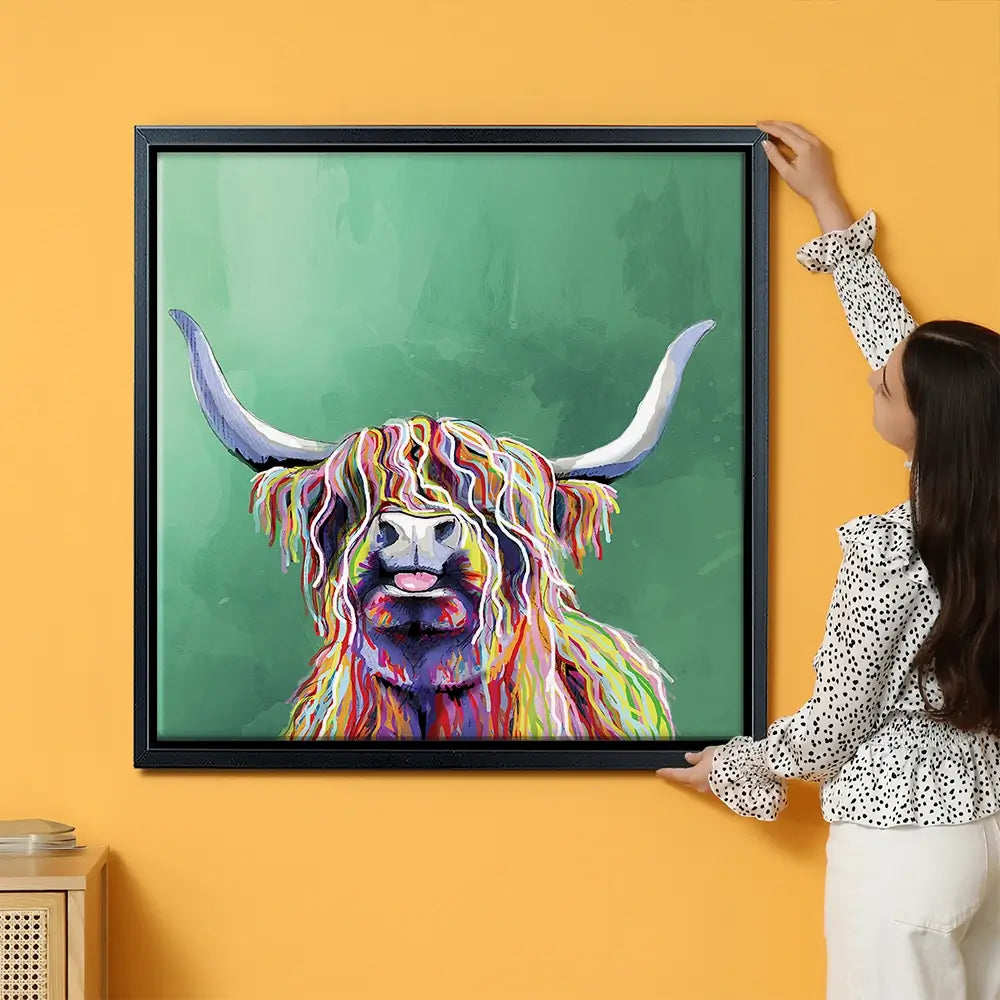 Colourful Highland Cow Oversized Canvas Print Colourful Highland Cow Oversized Canvas Print wall art product Independent