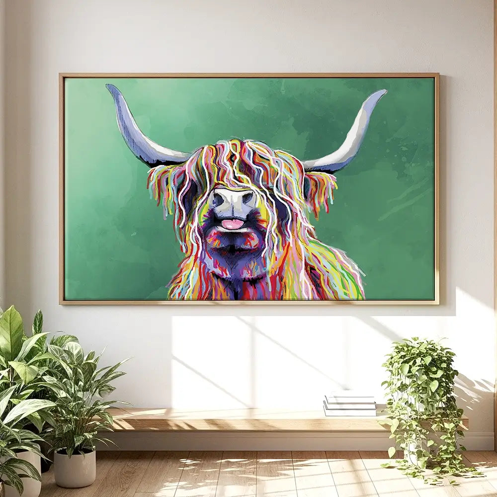 Colourful Highland Cow Oversized Canvas Print Colourful Highland Cow Oversized Canvas Print wall art product Independent