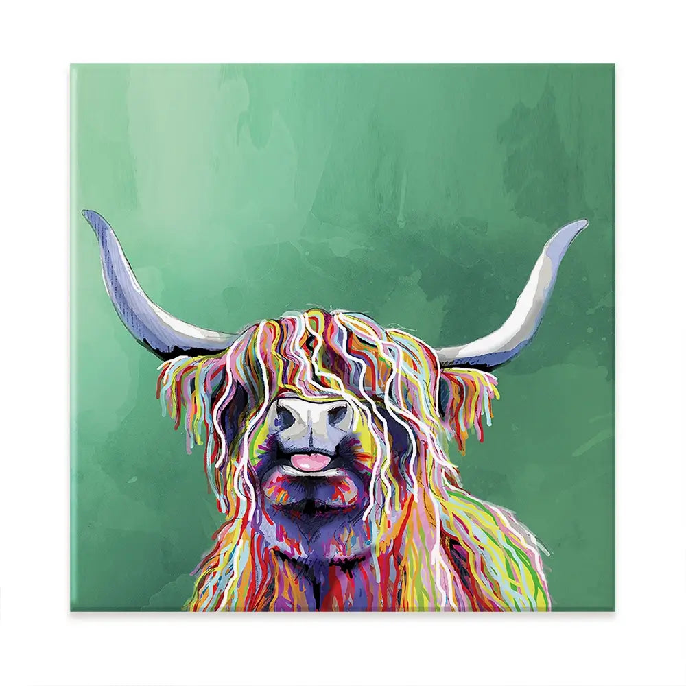 Colourful Highland Cow Oversized Canvas Print Colourful Highland Cow Oversized Canvas Print wall art product Independent