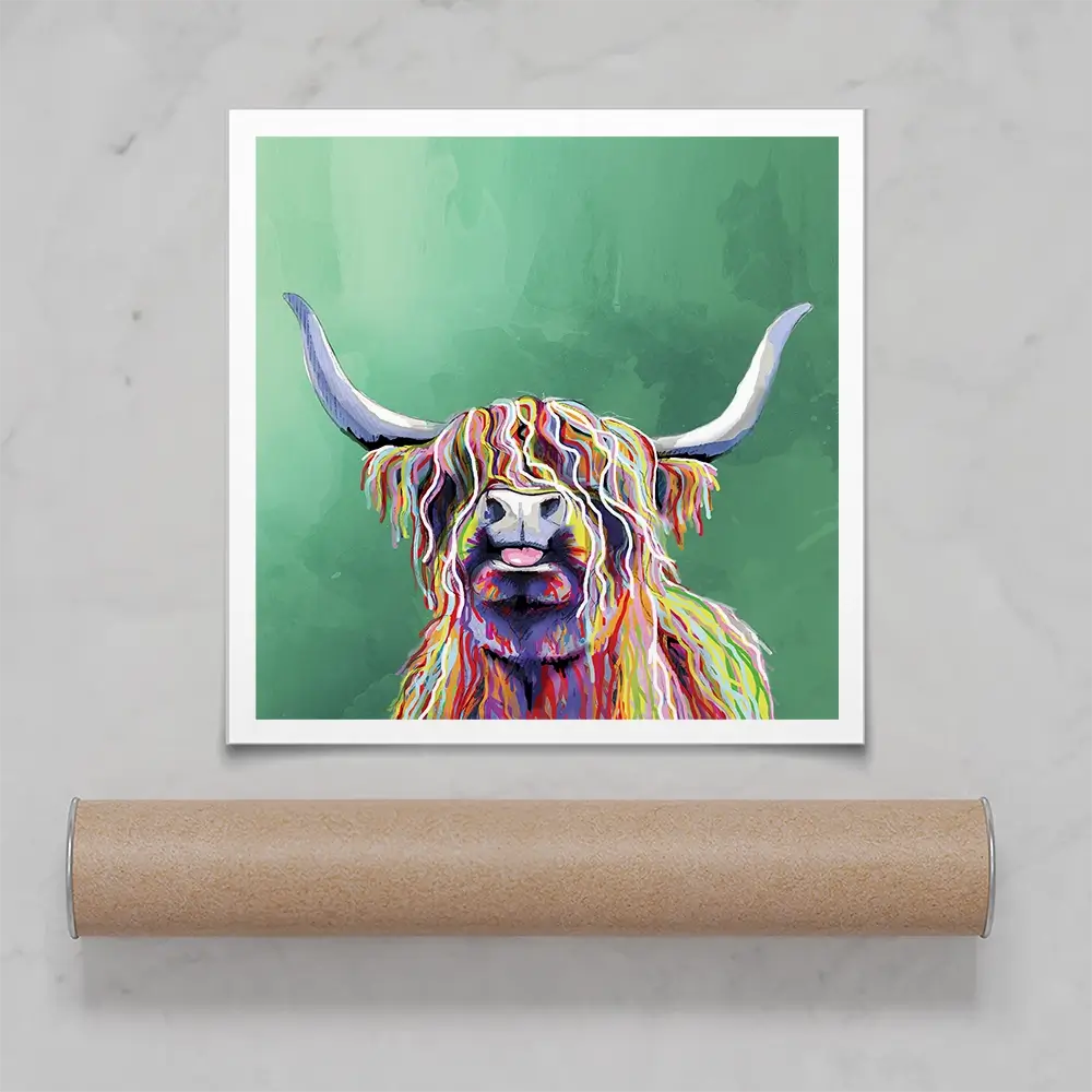 Colourful Highland Cow Square Art Print Colourful Highland Cow Square Art Print wall art product Art Print Shop
