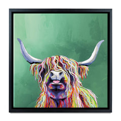 Colourful Highland Cow Square Canvas Print wall art product Independent