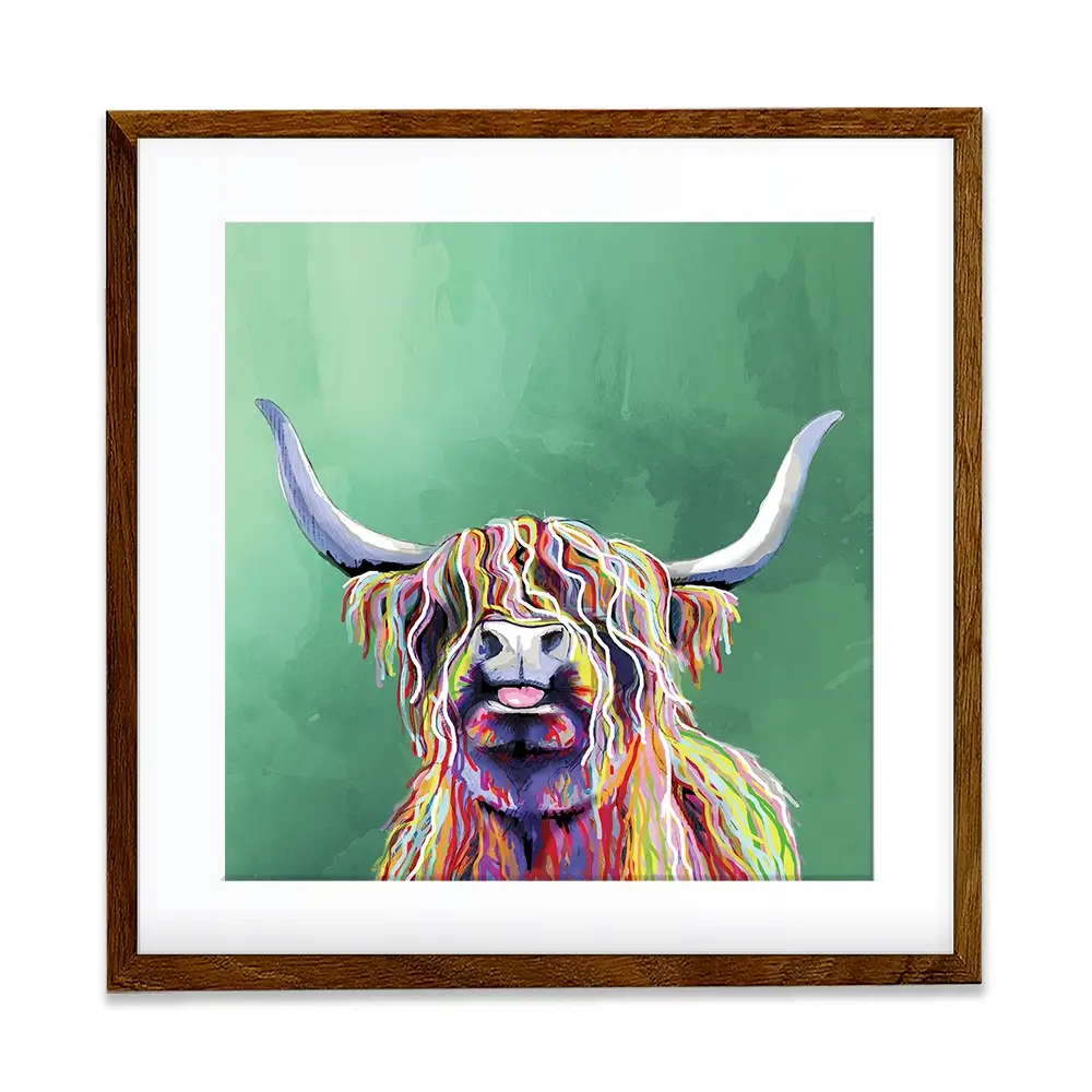 Colourful Highland Cow Square Framed Art Print Colourful Highland Cow Square Framed Art Print wall art product Independent