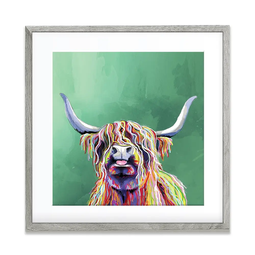 Colourful Highland Cow Square Framed Art Print Colourful Highland Cow Square Framed Art Print wall art product Independent