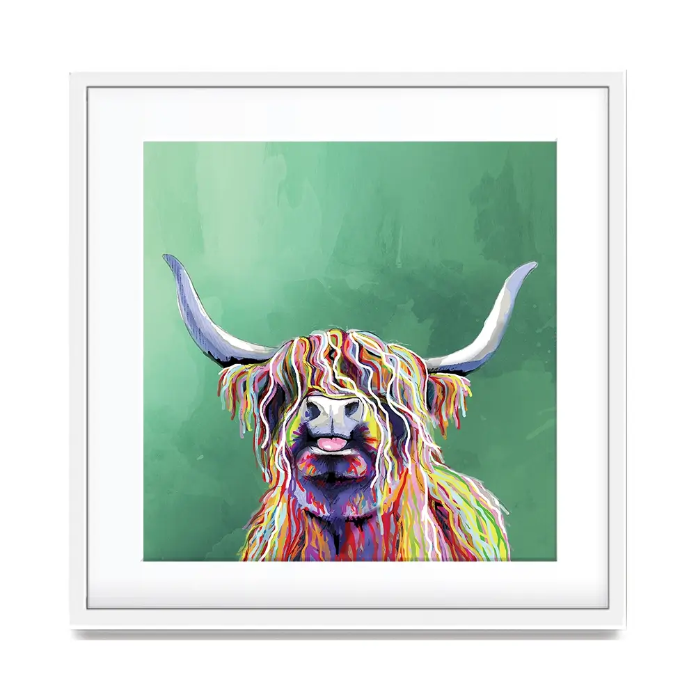 Colourful Highland Cow Square Framed Art Print Colourful Highland Cow Square Framed Art Print wall art product Independent
