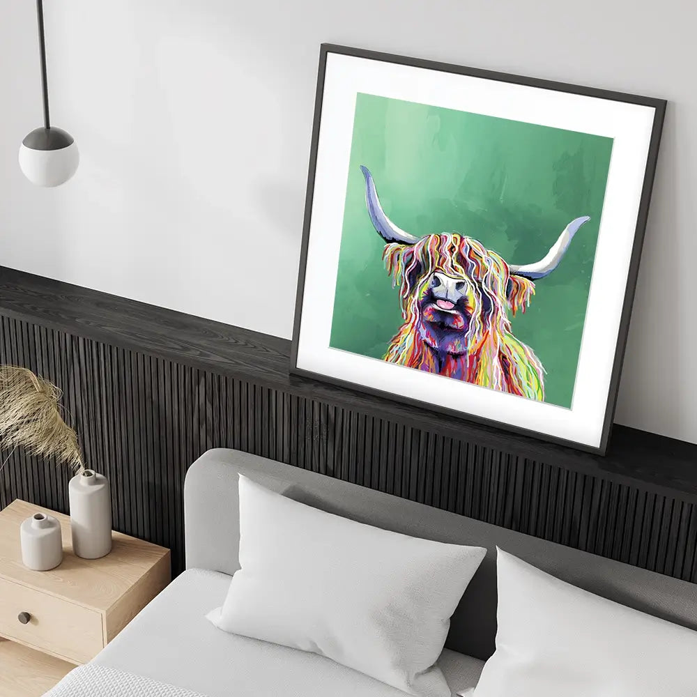 Colourful Highland Cow Square Framed Art Print Colourful Highland Cow Square Framed Art Print wall art product Independent
