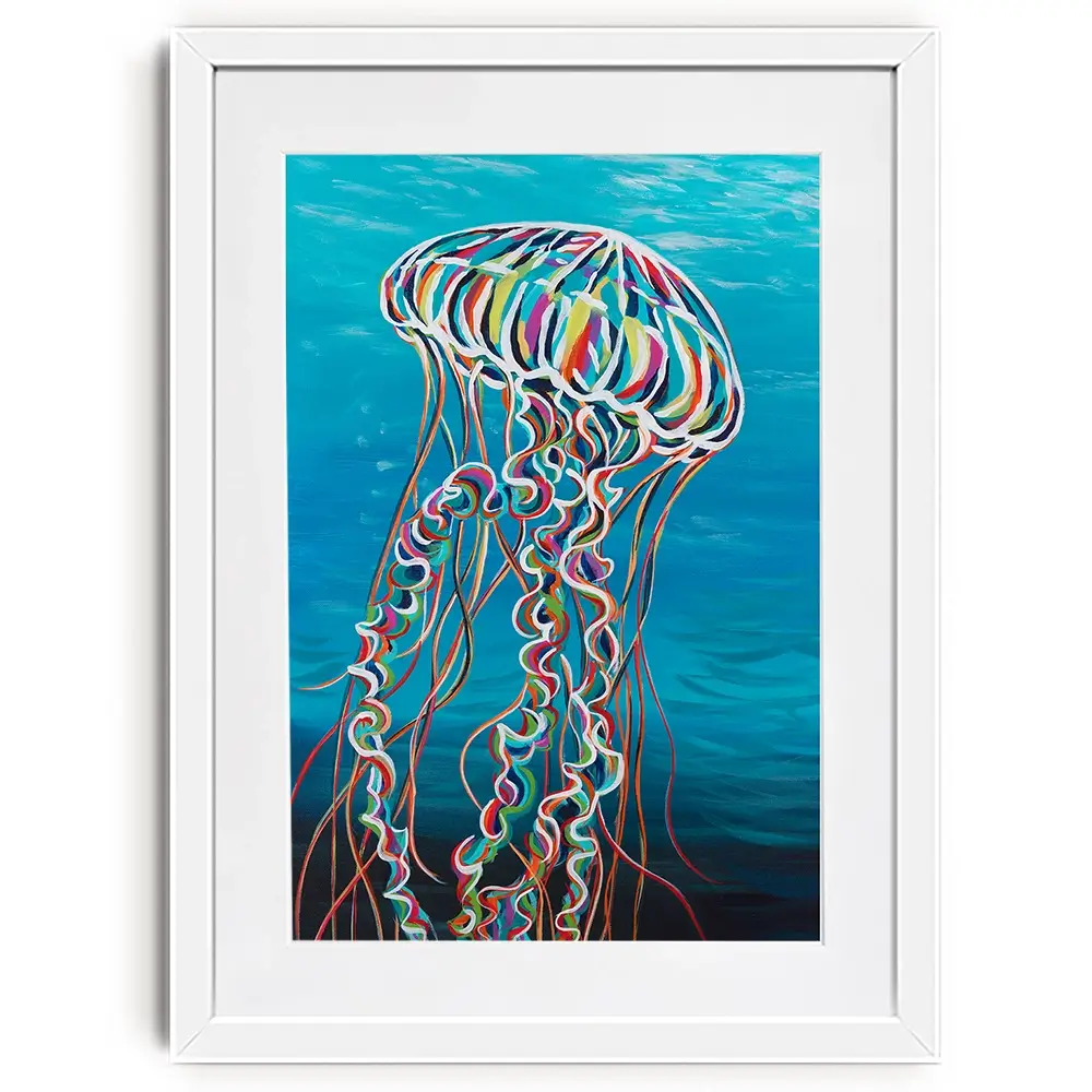 Colourful Jellyfish Framed Art Print Colourful Jellyfish Framed Art Print wall art product Carolee Vitaletti