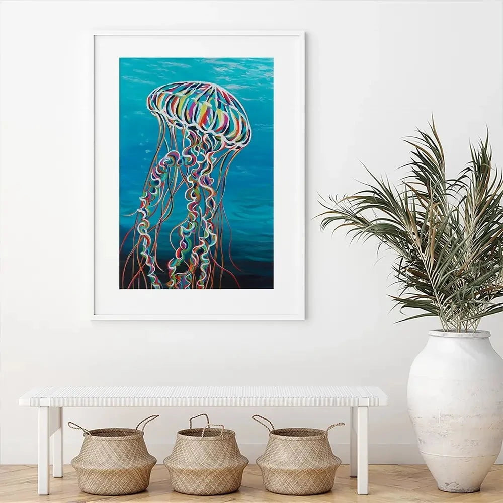 Colourful Jellyfish Framed Art Print Colourful Jellyfish Framed Art Print wall art product Carolee Vitaletti