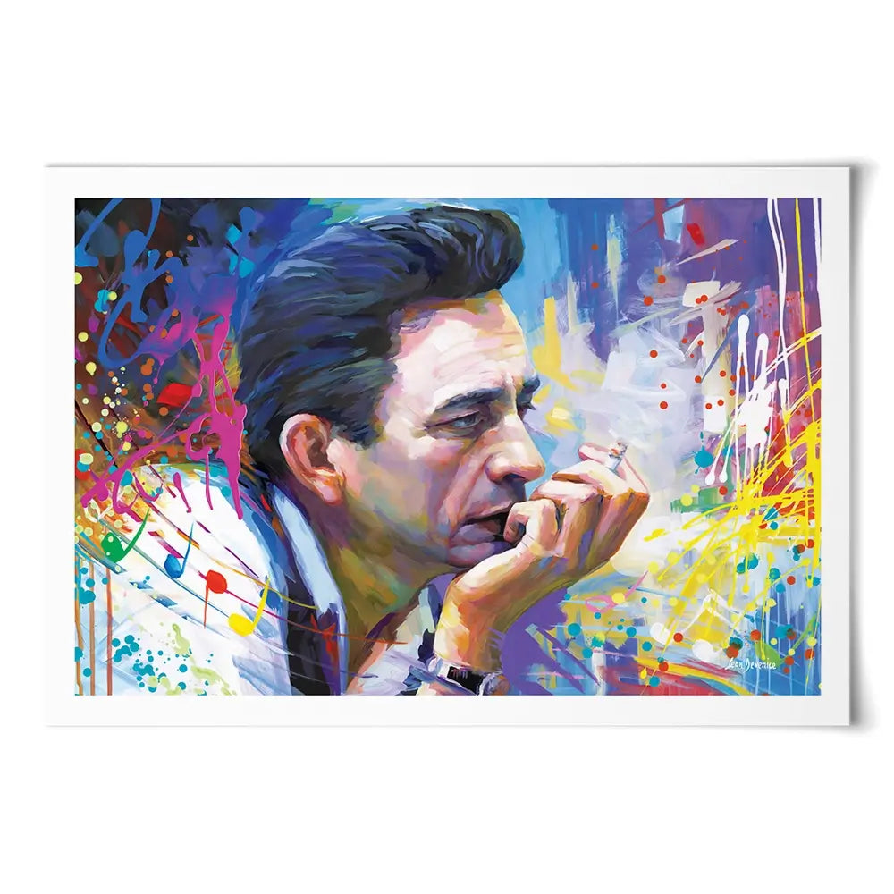 Colourful Johnny Cash Art Print Colourful Johnny Cash Art Print wall art product Leon Devenice