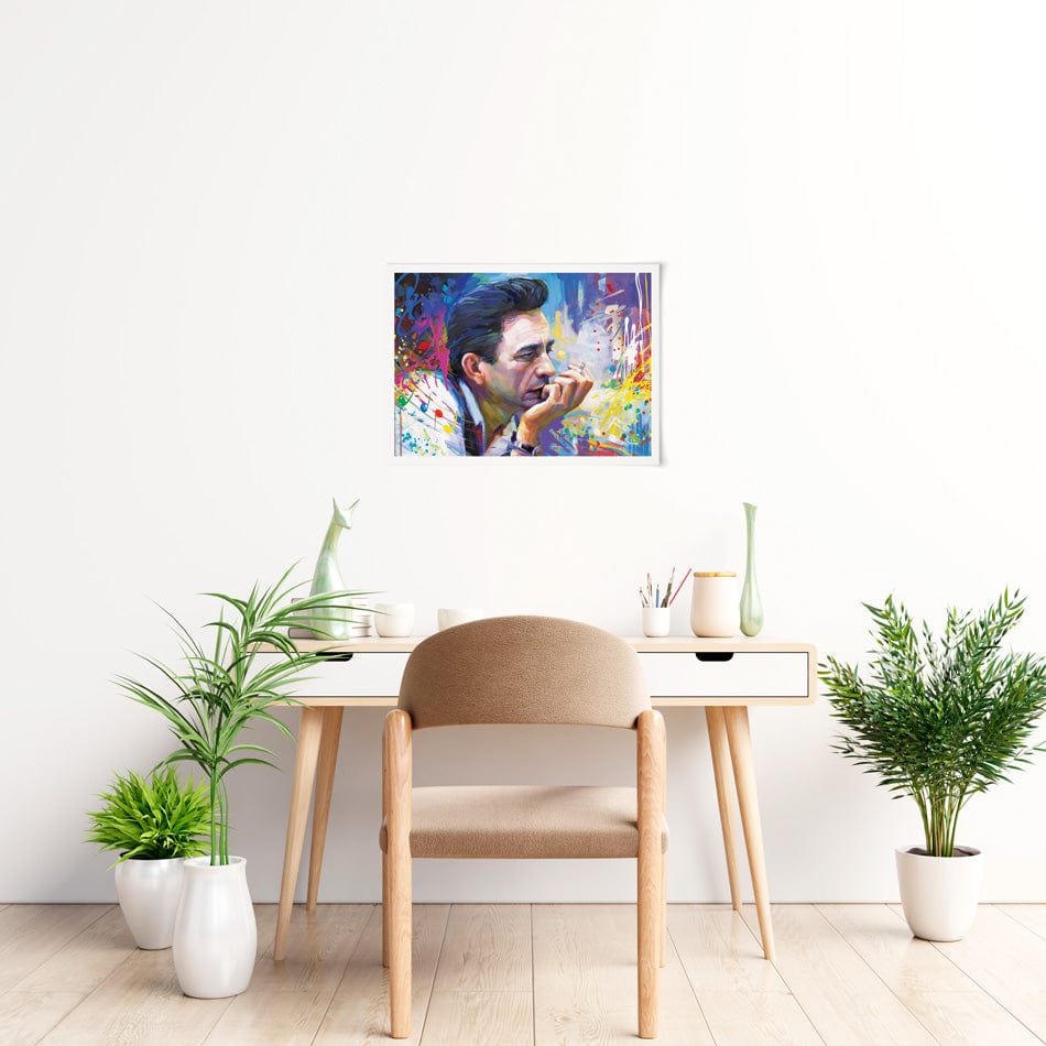 Colourful Johnny Cash Art Print wall art product Leon Devenice