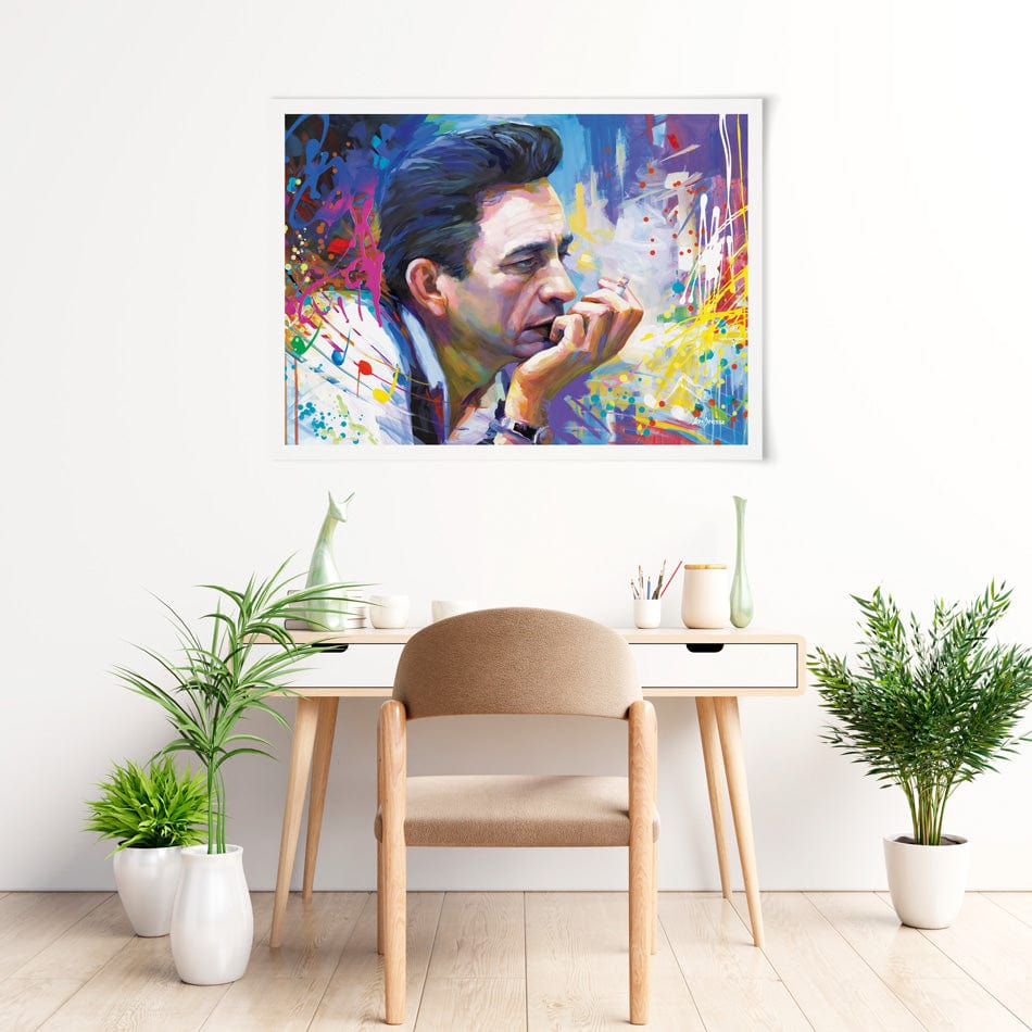 Colourful Johnny Cash Art Print wall art product Leon Devenice