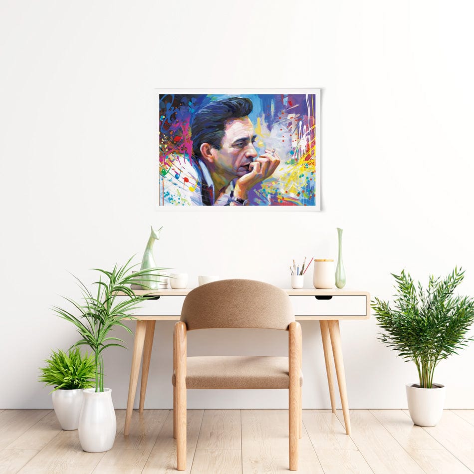 Colourful Johnny Cash Art Print wall art product Leon Devenice