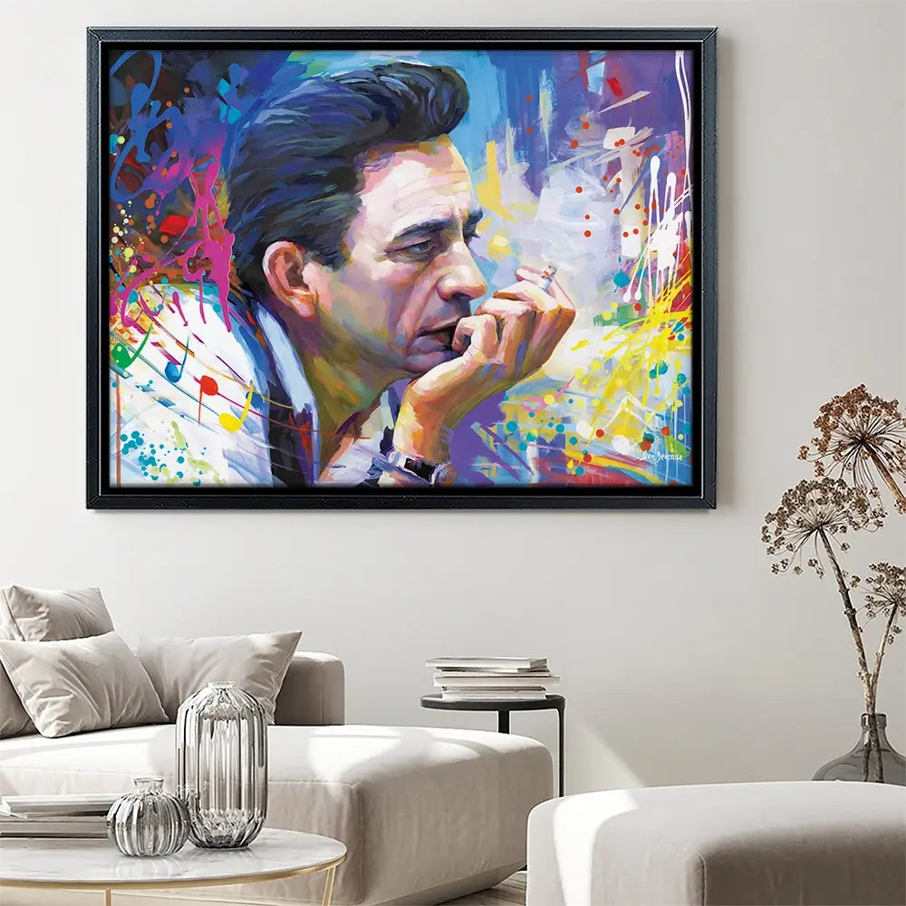 Colourful Johnny Cash Canvas Print Colourful Johnny Cash Canvas Print wall art product Leon Devenice