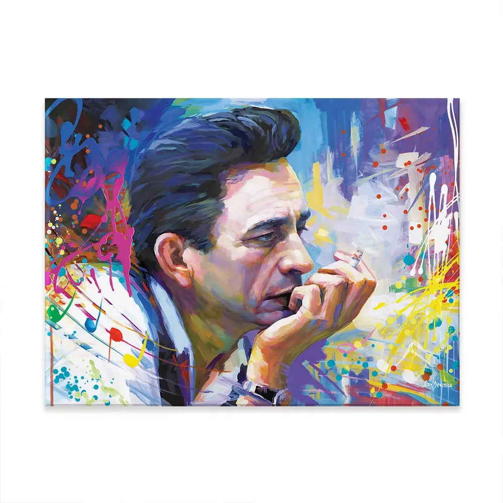 Colourful Johnny Cash Canvas Print Colourful Johnny Cash Canvas Print wall art product Leon Devenice