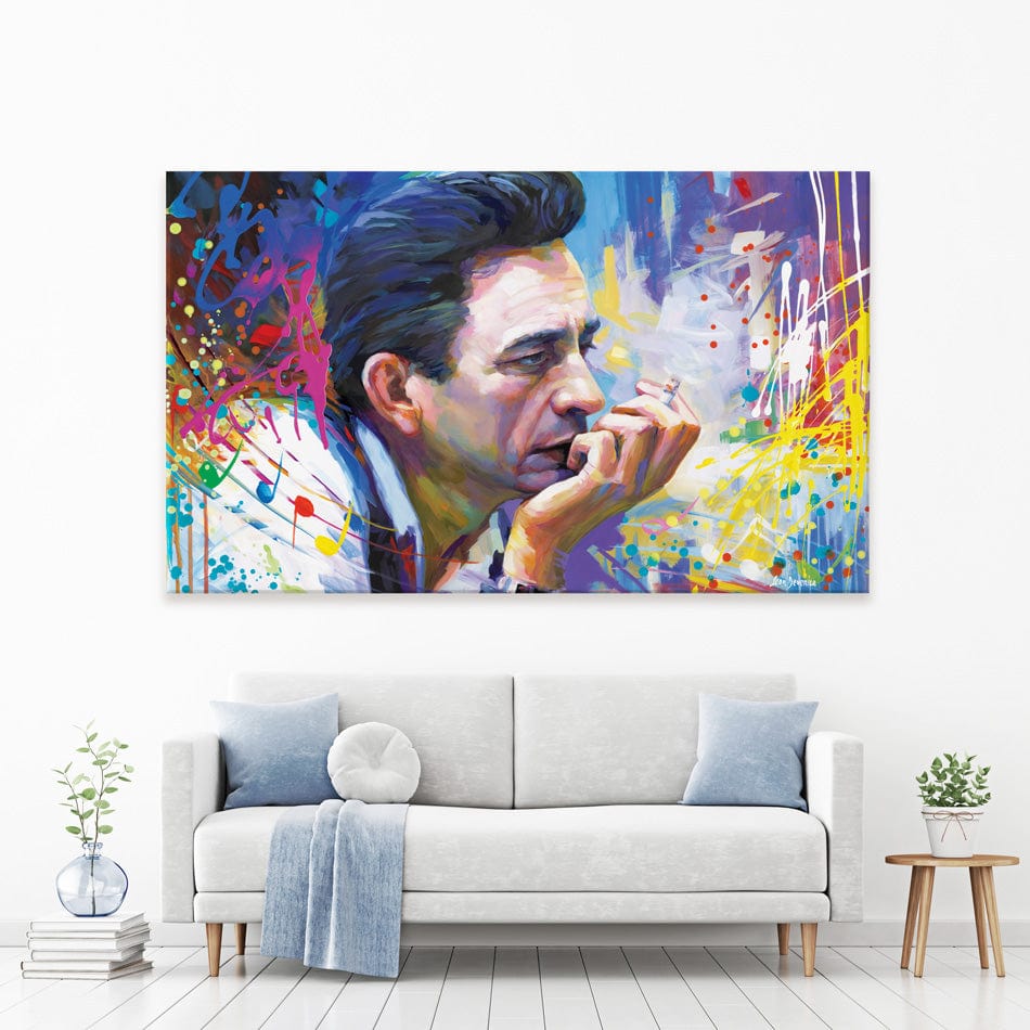 Colourful Johnny Cash Canvas Print wall art product Leon Devenice