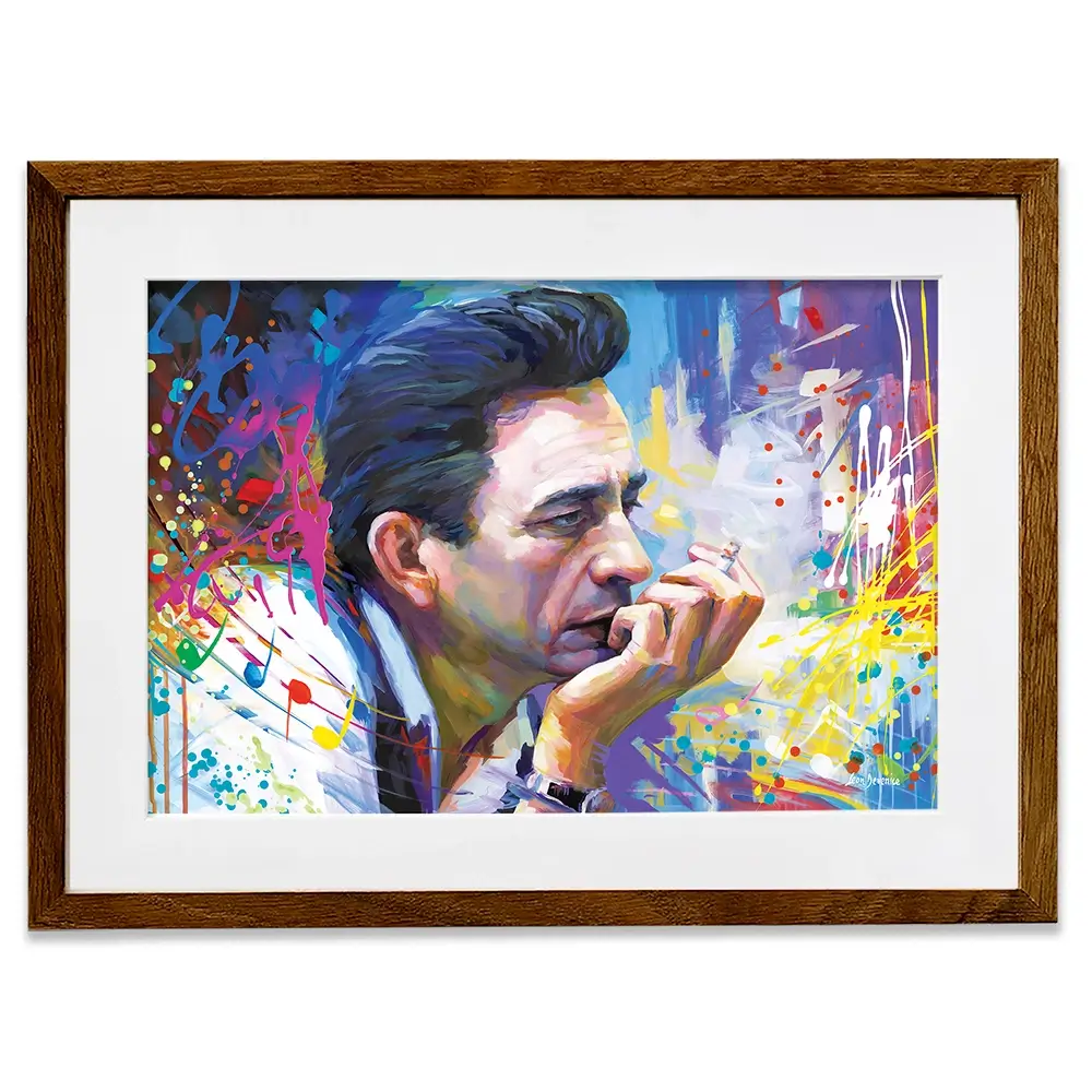 Colourful Johnny Cash Framed Art Print Colourful Johnny Cash Framed Art Print wall art product Leon Devenice