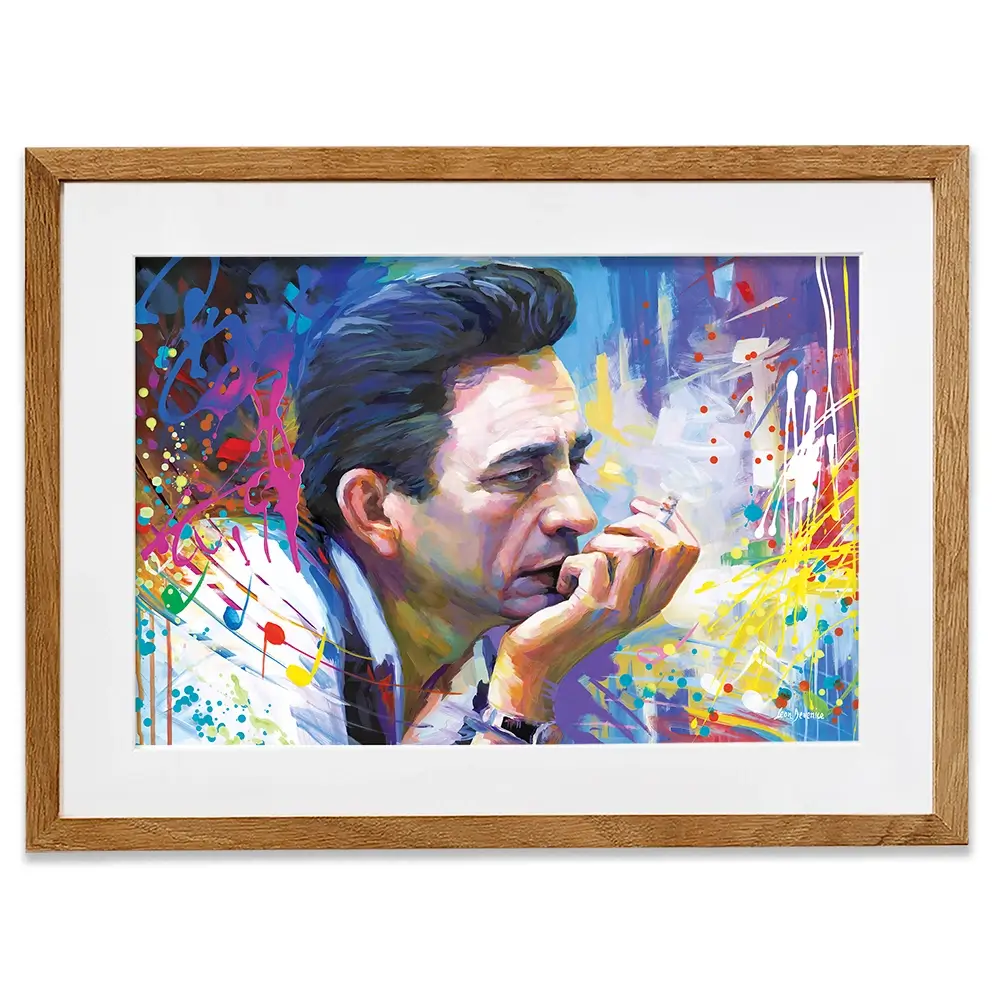Colourful Johnny Cash Framed Art Print Colourful Johnny Cash Framed Art Print wall art product Leon Devenice