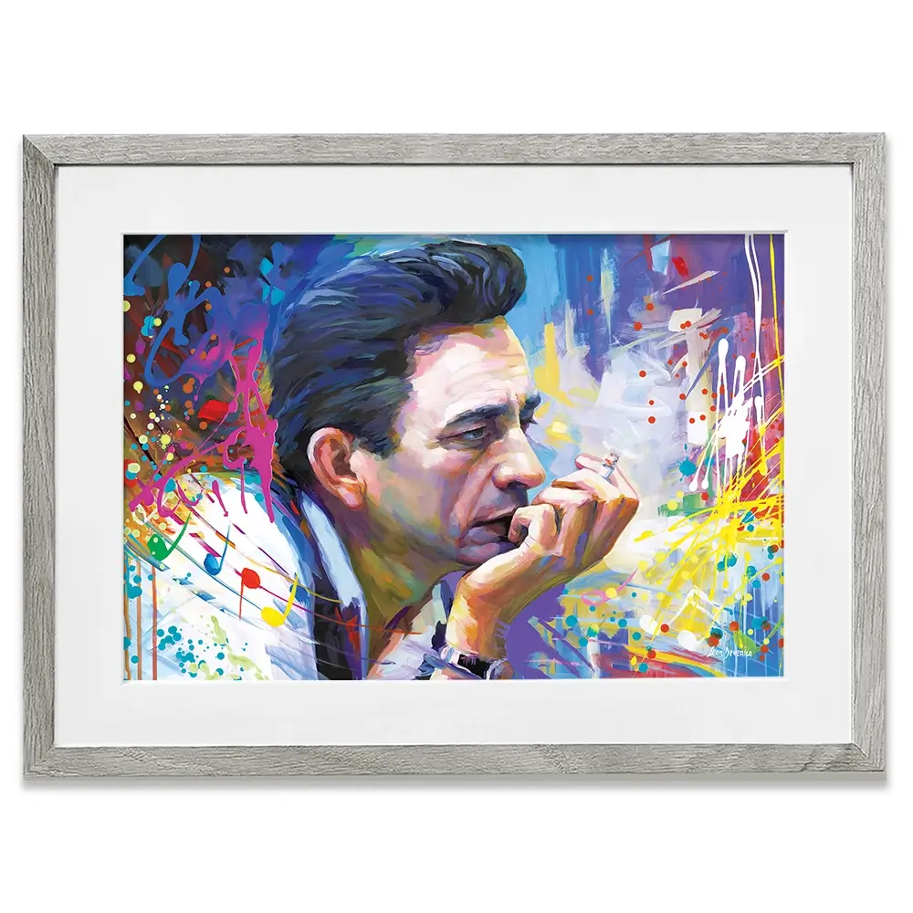 Colourful Johnny Cash Framed Art Print Colourful Johnny Cash Framed Art Print wall art product Leon Devenice