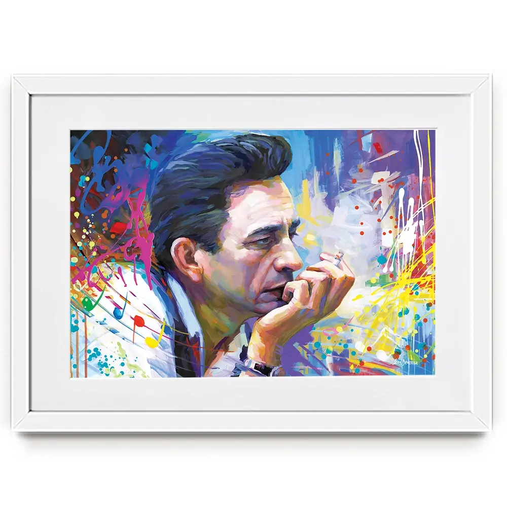 Colourful Johnny Cash Framed Art Print Colourful Johnny Cash Framed Art Print wall art product Leon Devenice