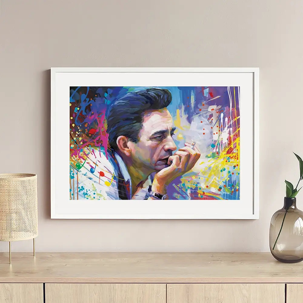 Colourful Johnny Cash Framed Art Print Colourful Johnny Cash Framed Art Print wall art product Leon Devenice