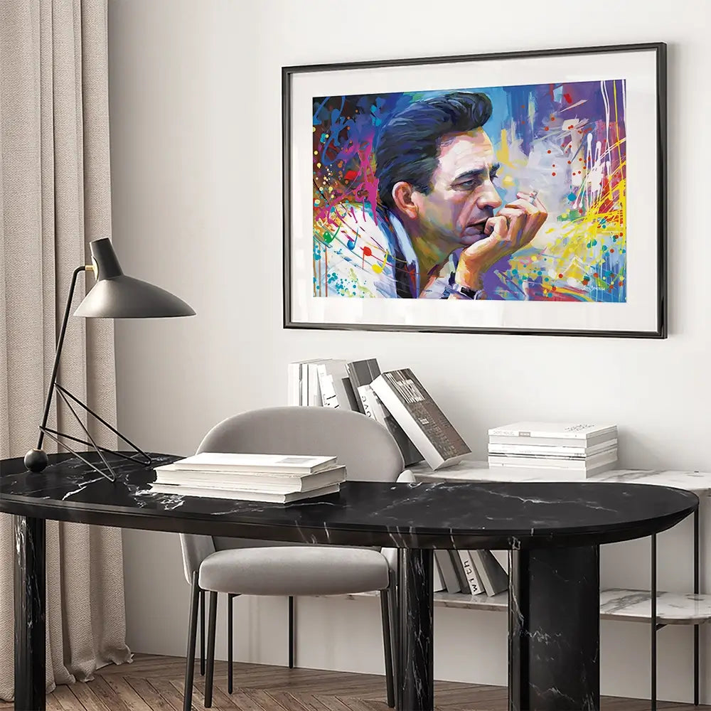 Colourful Johnny Cash Framed Art Print Colourful Johnny Cash Framed Art Print wall art product Leon Devenice