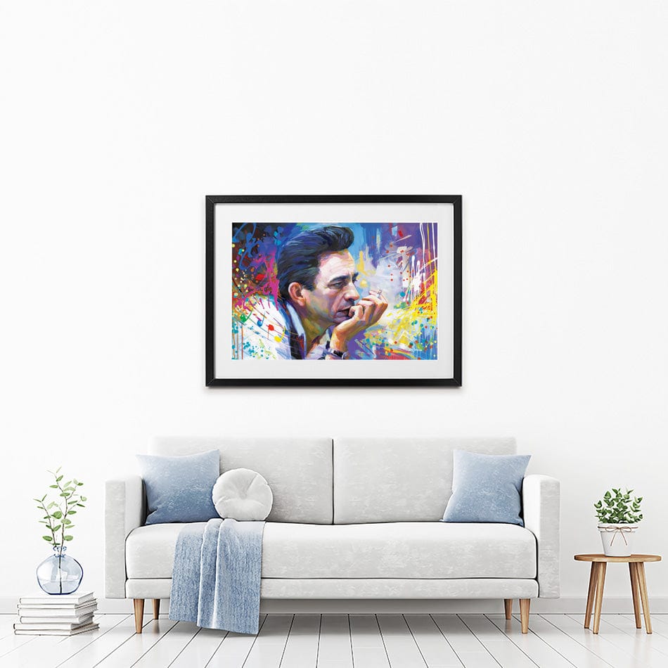 Colourful Johnny Cash Framed Art Print wall art product Leon Devenice