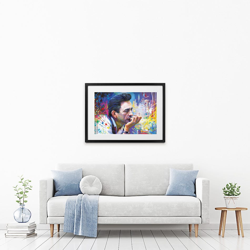 Colourful Johnny Cash Framed Art Print wall art product Leon Devenice