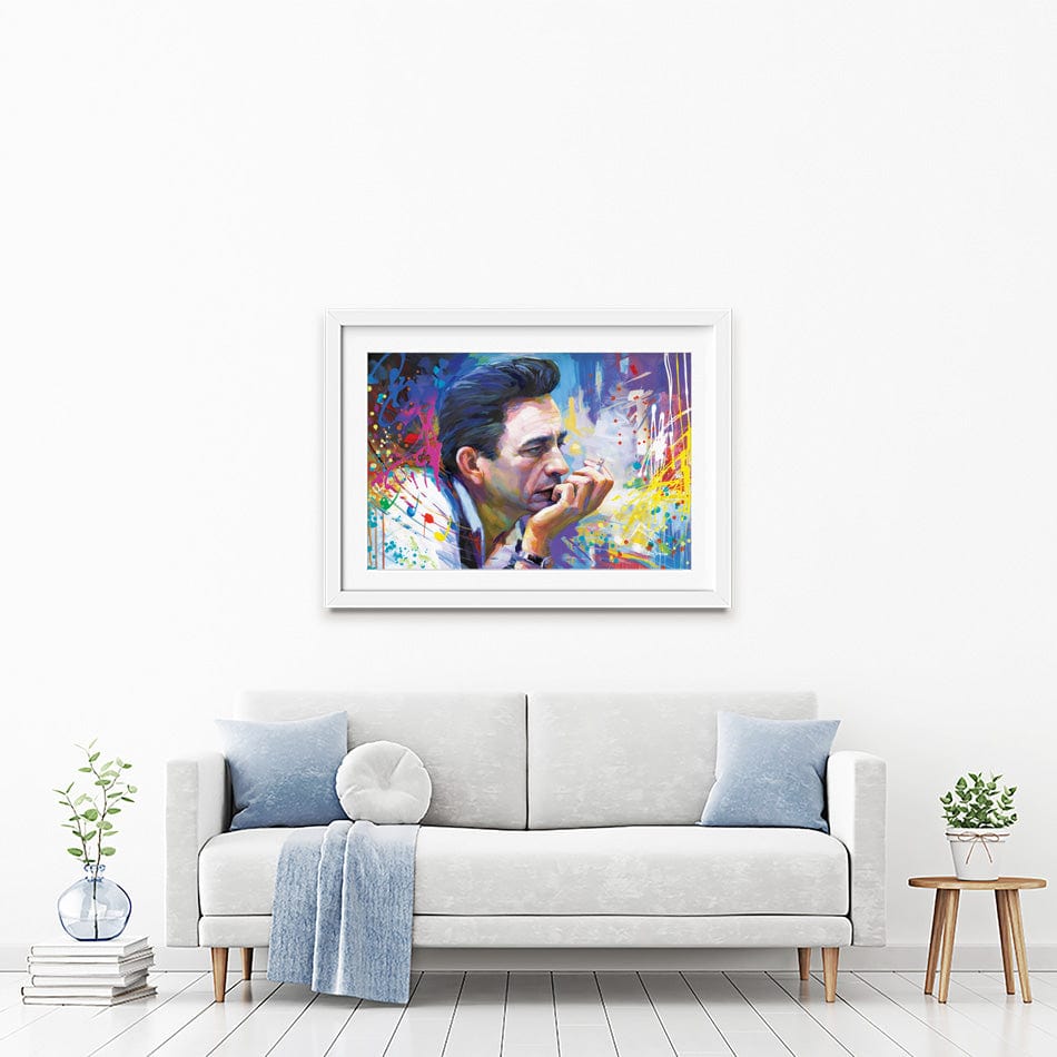 Colourful Johnny Cash Framed Art Print wall art product Leon Devenice