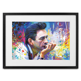 Colourful Johnny Cash Framed Art Print wall art product Leon Devenice