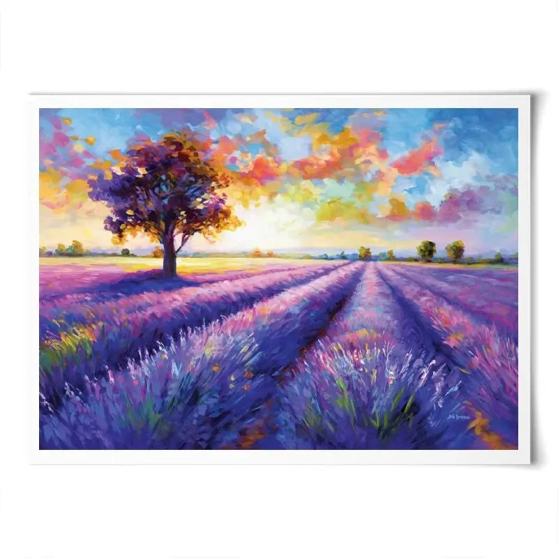 Colourful Lavender Field Art Print Colourful Lavender Field Art Print wall art product Leon Devenice