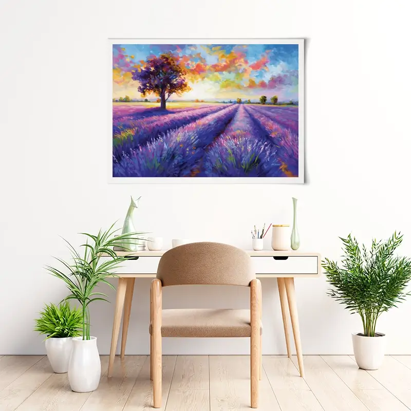 Colourful Lavender Field Art Print Colourful Lavender Field Art Print wall art product Leon Devenice