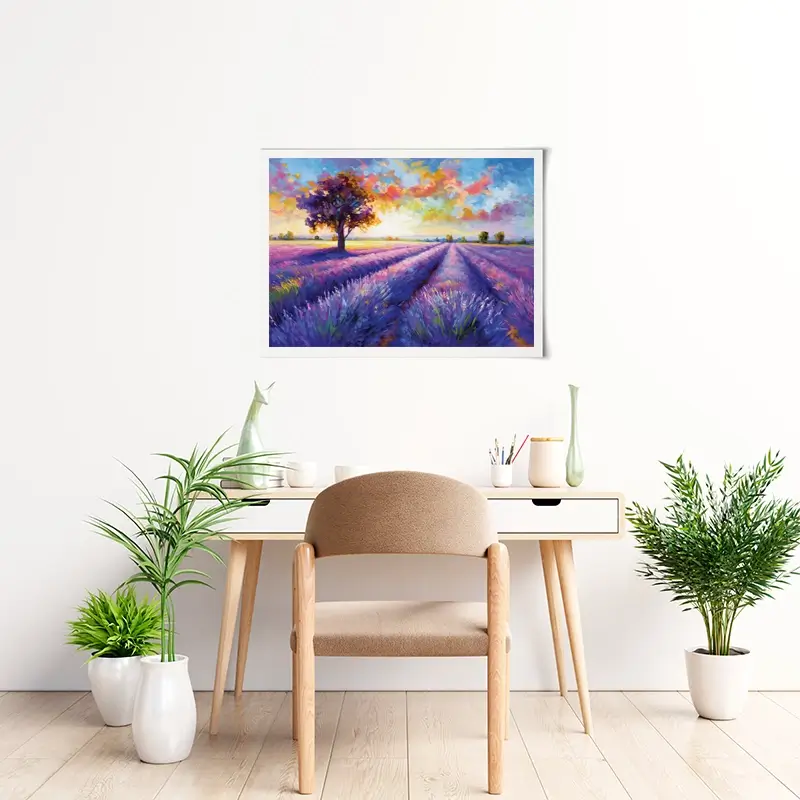 Colourful Lavender Field Art Print Colourful Lavender Field Art Print wall art product Leon Devenice