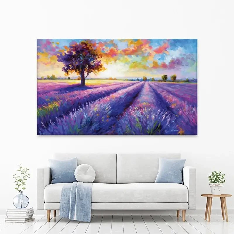 Colourful Lavender Field Canvas Print Colourful Lavender Field Canvas Print wall art product Leon Devenice
