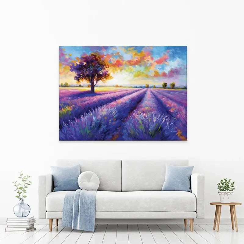 Colourful Lavender Field Canvas Print Colourful Lavender Field Canvas Print wall art product Leon Devenice
