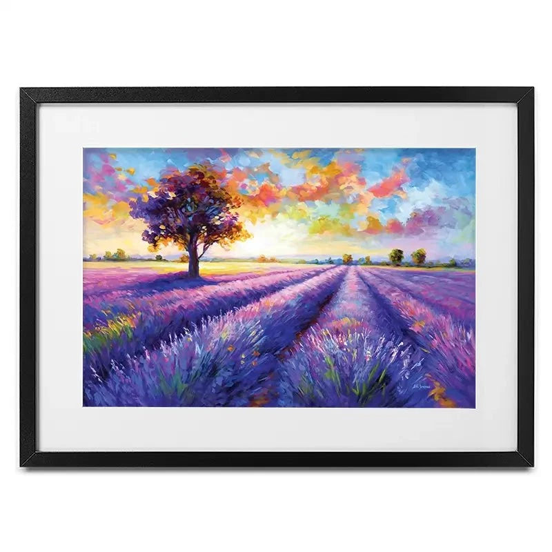 Colourful Lavender Field Framed Art Print Colourful Lavender Field Framed Art Print wall art product Leon Devenice