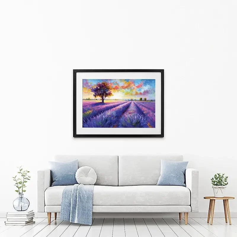 Colourful Lavender Field Framed Art Print Colourful Lavender Field Framed Art Print wall art product Leon Devenice