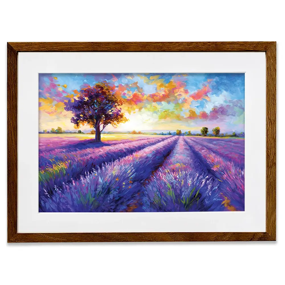 Colourful Lavender Field Framed Art Print Colourful Lavender Field Framed Art Print wall art product Leon Devenice