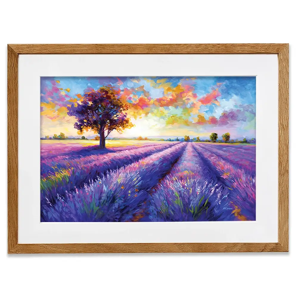 Colourful Lavender Field Framed Art Print Colourful Lavender Field Framed Art Print wall art product Leon Devenice