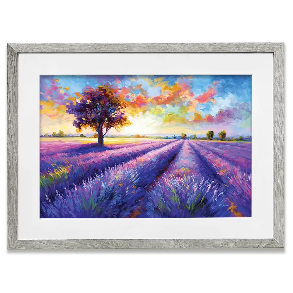 Colourful Lavender Field Framed Art Print Colourful Lavender Field Framed Art Print wall art product Leon Devenice