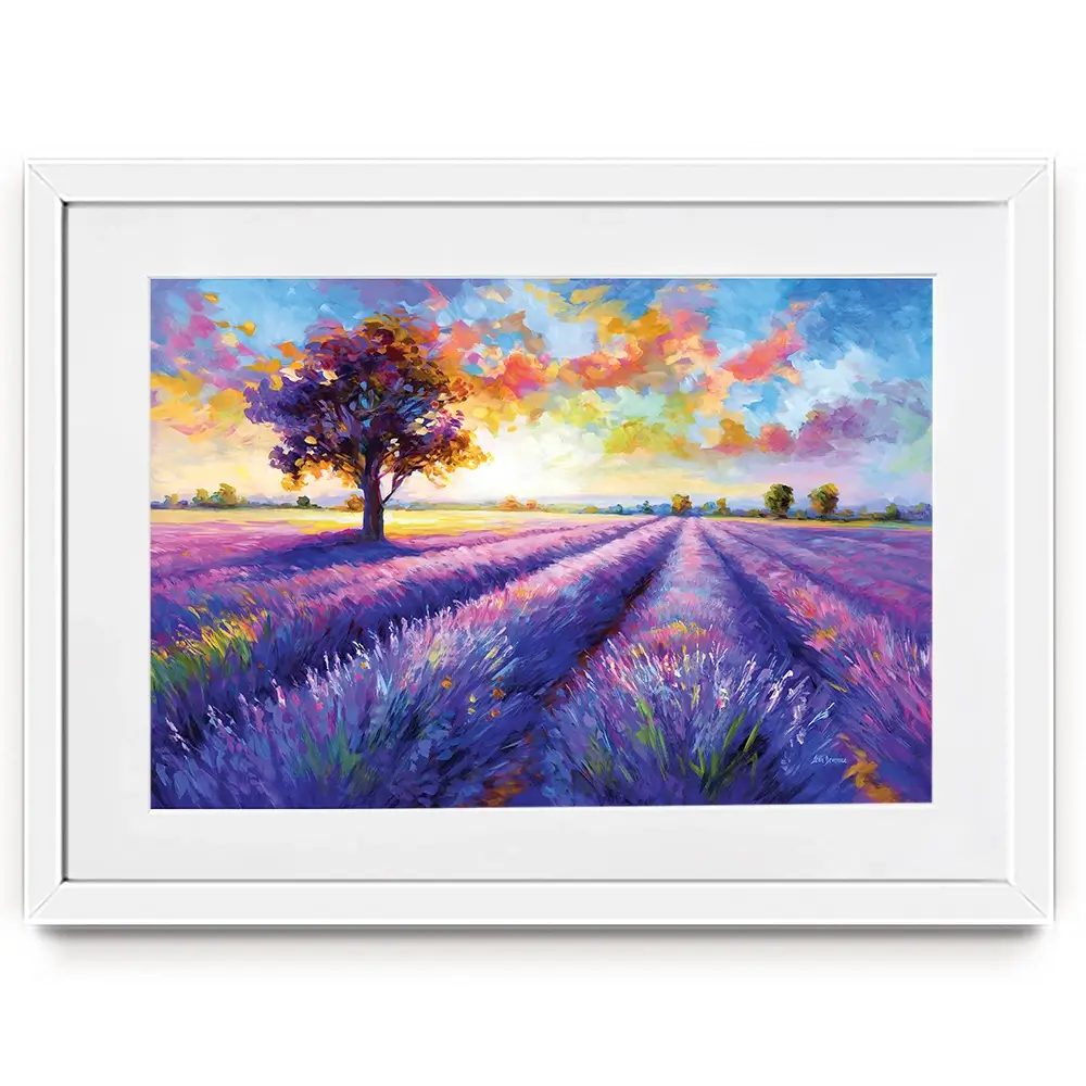 Colourful Lavender Field Framed Art Print Colourful Lavender Field Framed Art Print wall art product Leon Devenice